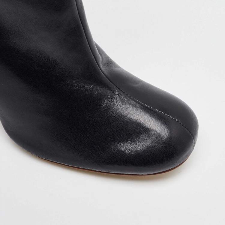Pre Owned Joseph Black Leather Ankle Zipped Boots Size 39