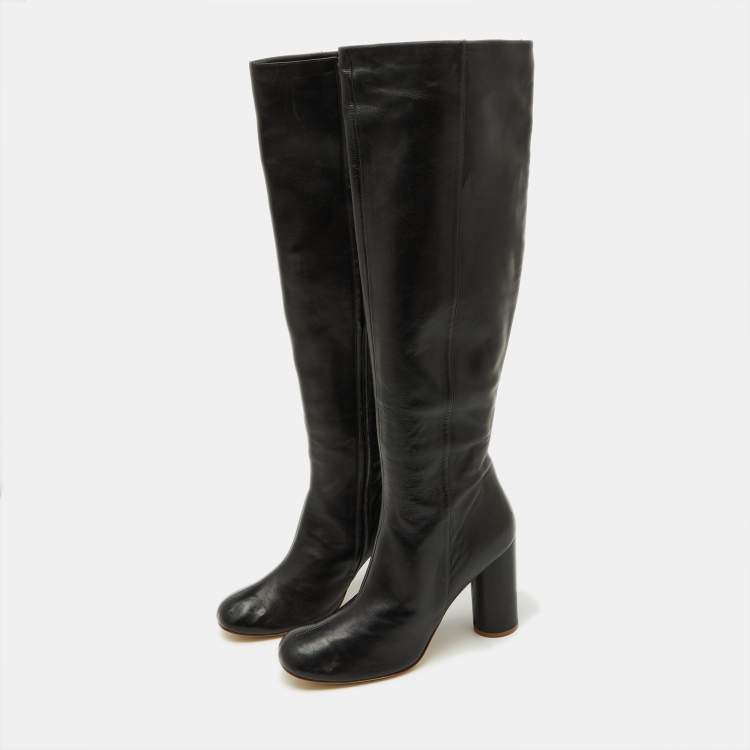 Pre Owned Joseph Black Leather knee Length Boots Size 40