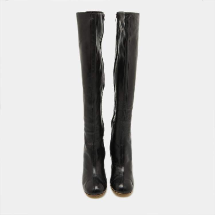 Pre Owned Joseph Black Leather knee Length Boots Size 40
