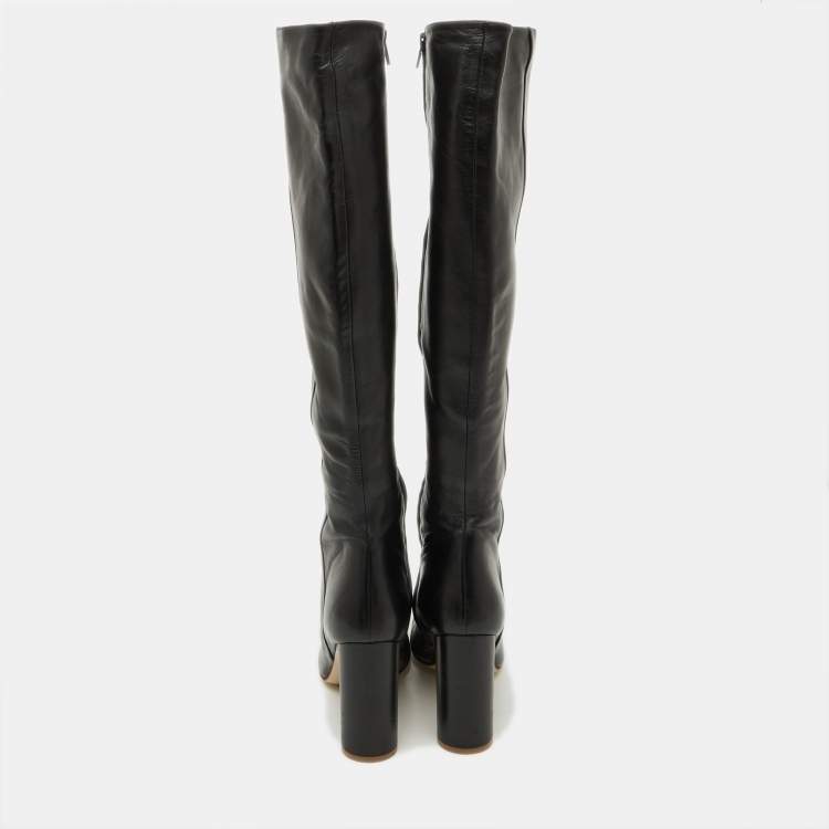 Pre Owned Joseph Black Leather knee Length Boots Size 40