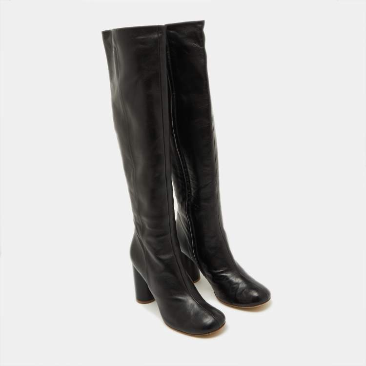 Pre Owned Joseph Black Leather knee Length Boots Size 40