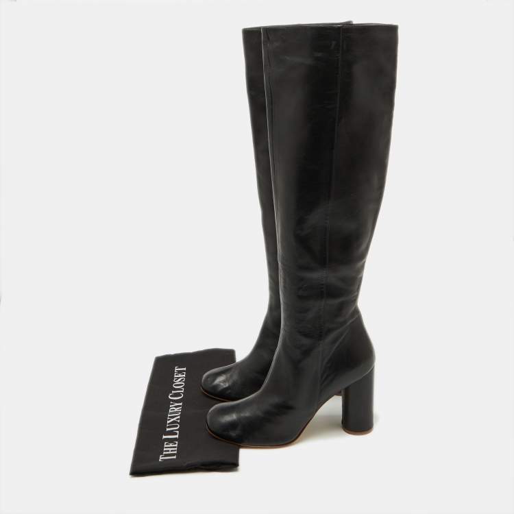 Pre Owned Joseph Black Leather knee Length Boots Size 40