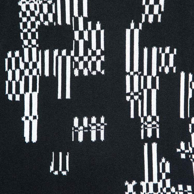 Pre Owned Josh Goot Monochrome Pixel Intarsia Knit Glitch Sweater Dress XS
