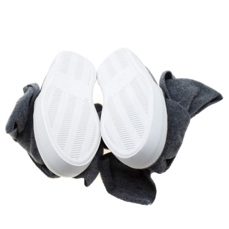 Pre Owned Joshua Sanders Grey Felt Bow Slip On Sneakers Size 37