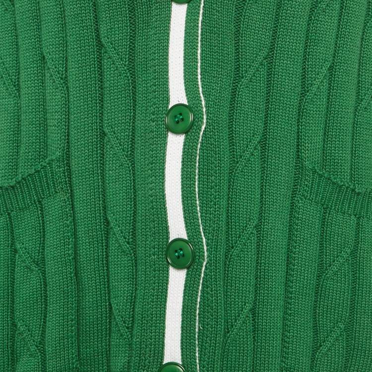 Pre Owned طقم كارديجان وشورتات كابل محبوك أخضر جوشوا ساندرز مع سمايلي مقاس صغير