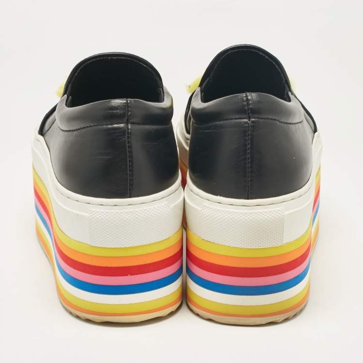 Pre Owned Joshua Sanders Black Leather Slip On Sneakers Size 36