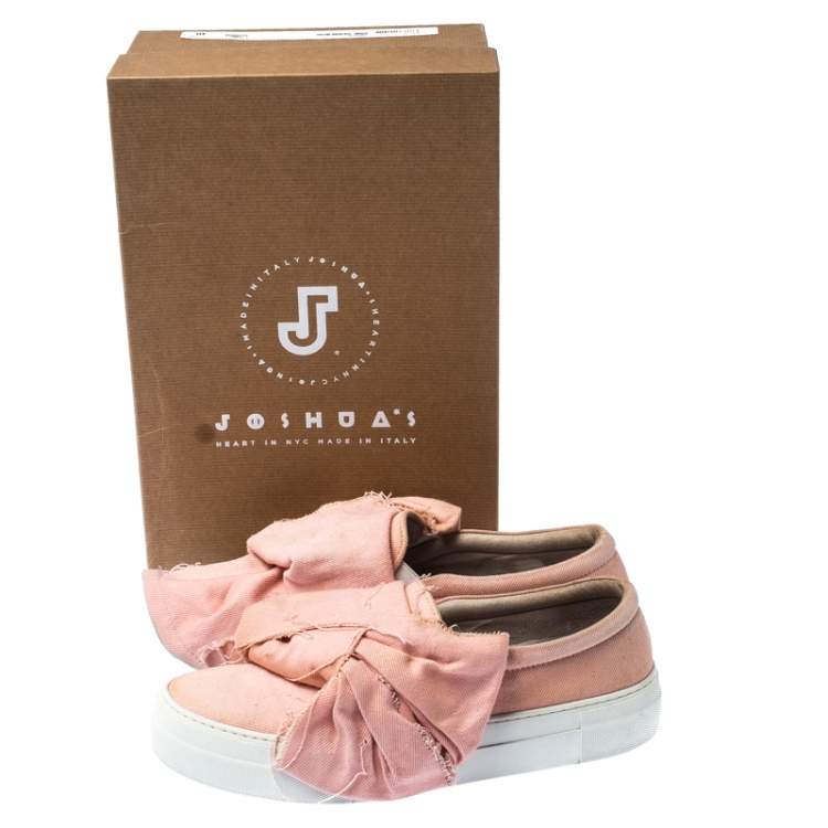 Pre Owned Joshua Sanders Light Pink Canvas Bow Slip On Sneakers Size 40
