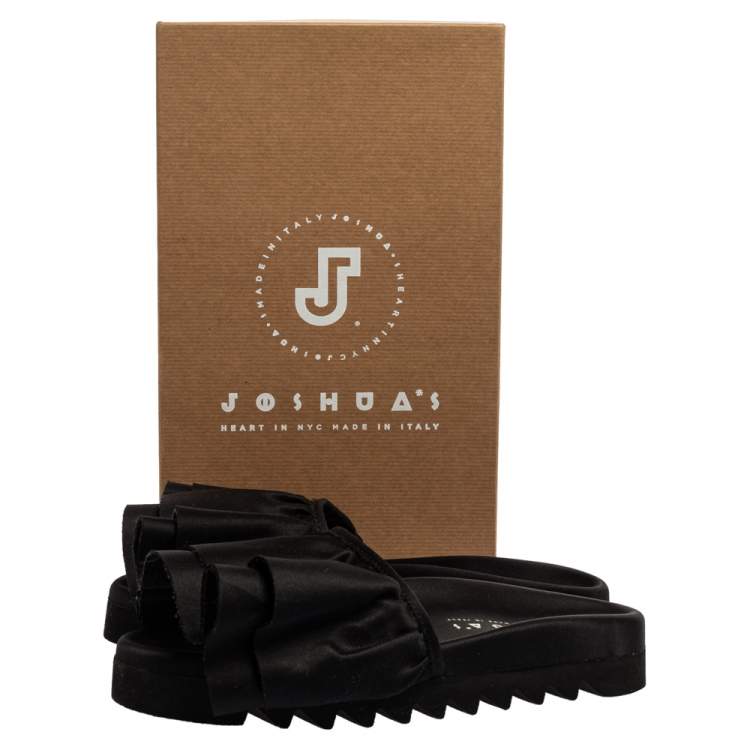 Pre Owned Joshua Sanders Black Satin Ruffle Slide Sandals Size 39