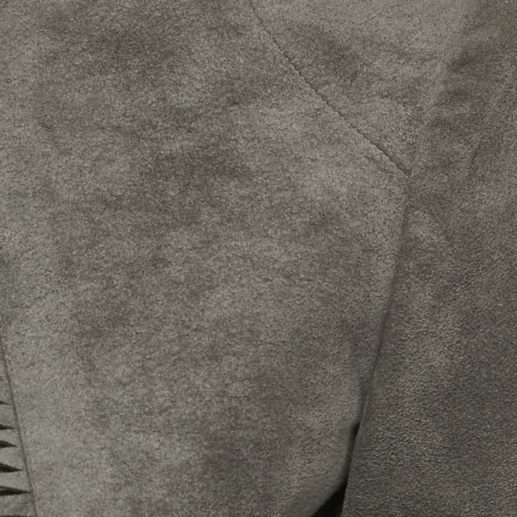 Pre Owned Junya Watanabe Comme Des Garcons Grey Suede Fringed Top S