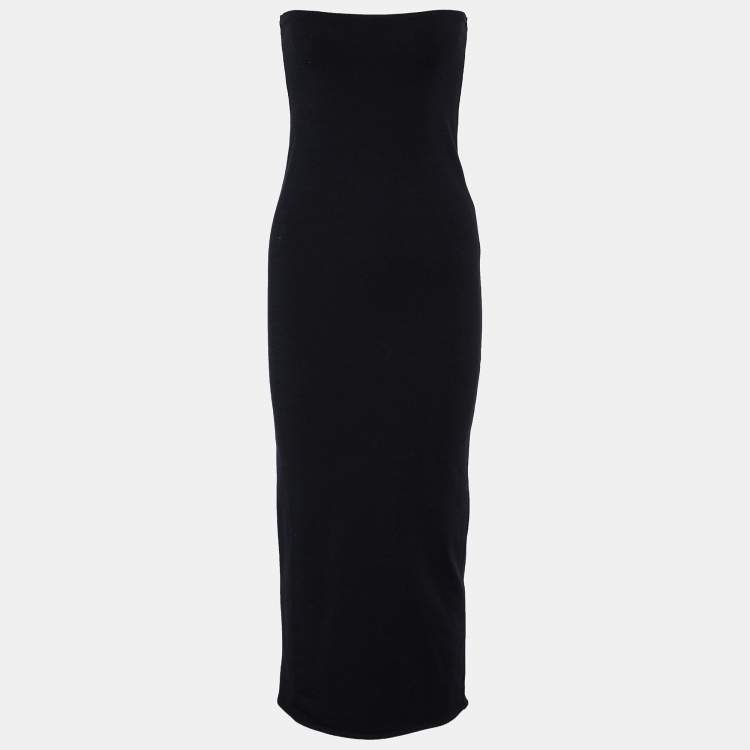 مملوكة مسبقًا Junya Watanabe Comme Des Garcons Black Wool Knit Strapless Maxi Dress S