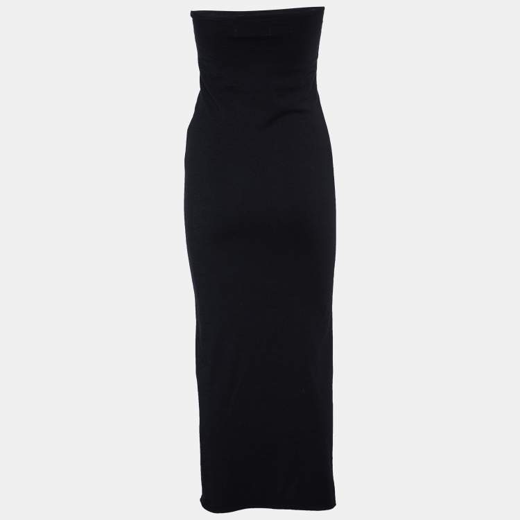 مملوكة مسبقًا Junya Watanabe Comme Des Garcons Black Wool Knit Strapless Maxi Dress S