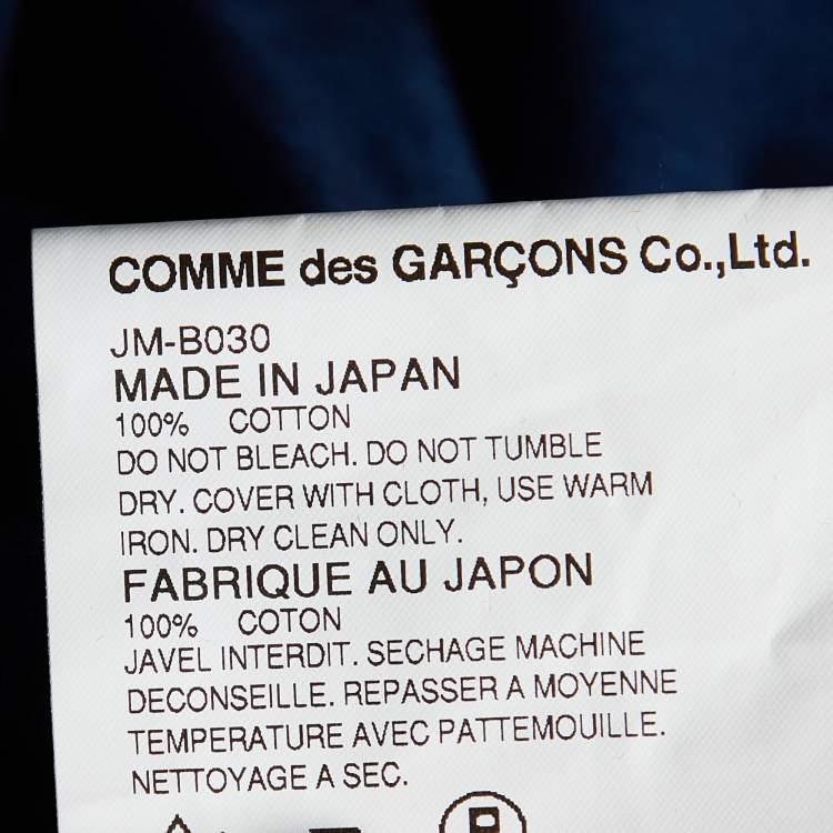 Pre Owned Junya Watanabe Comme des Garcons Navy Blue Cotton Knit Fringed Detail Top L