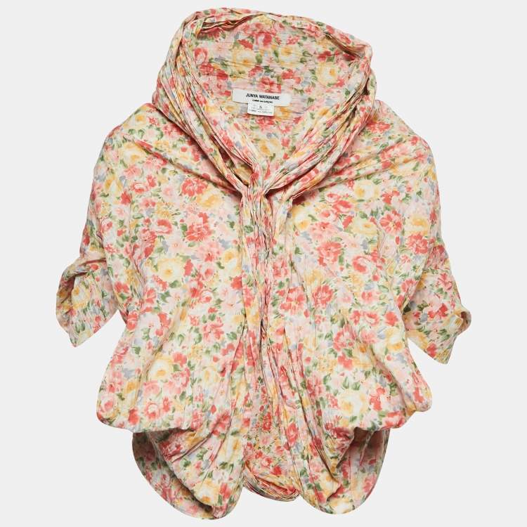 Pre Owned Junya Watanabe Comme Des Garcon Man Multicolor Floral Print Draped Sleeveless Jacket S