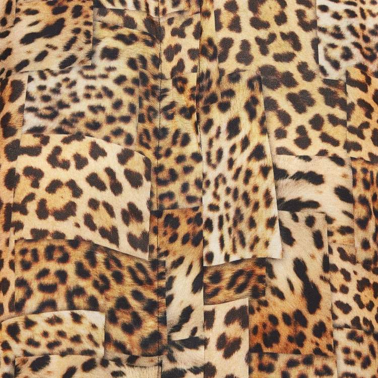 مملوكة مسبقًا Just Cavalli Brown Leopard Print Satin Shirt S