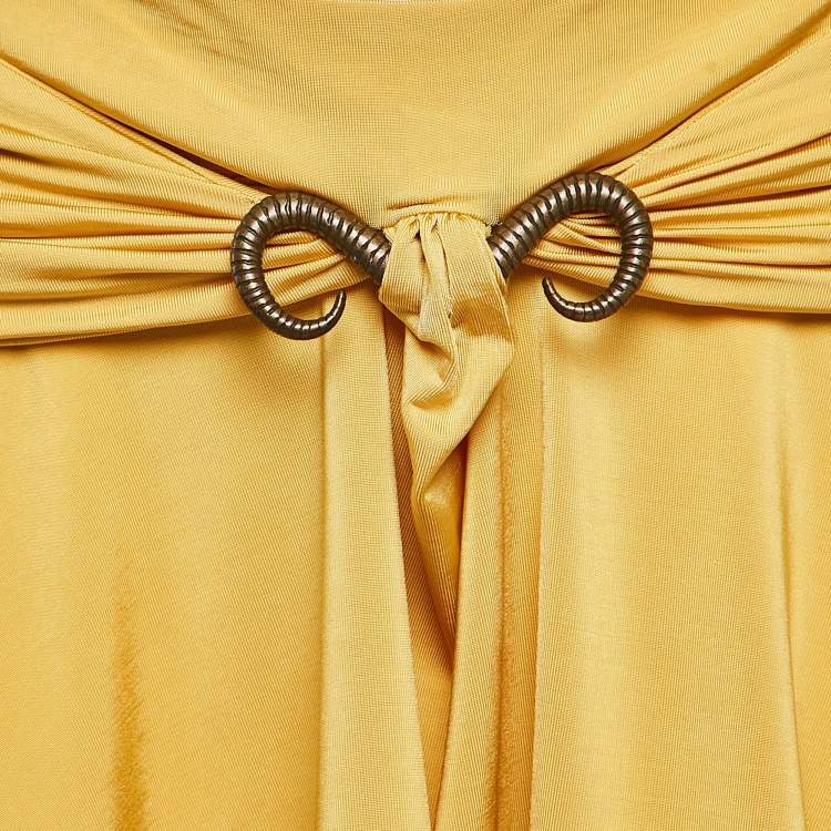 Pre Owned Just Cavalli Yellow Jersey Embellished Waist Mini Skirt S