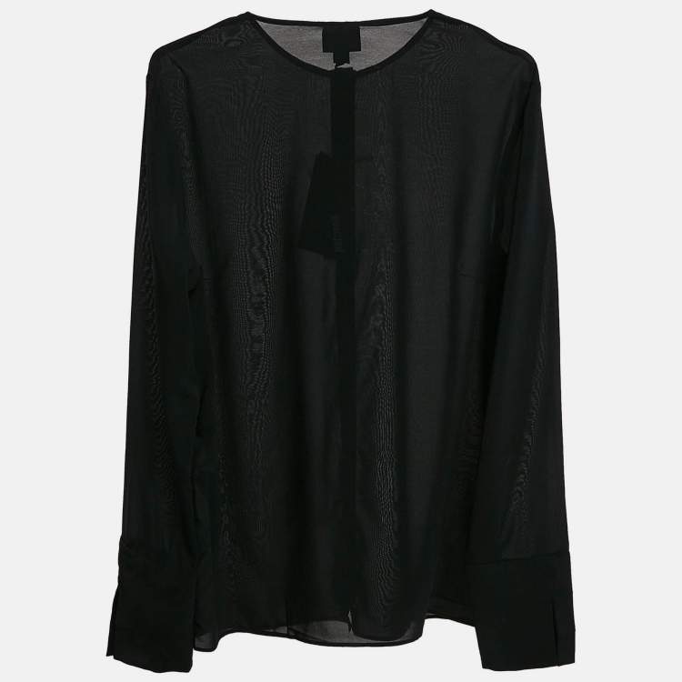 Pre Owned Just Cavalli Black Chiffon Sheer Button Front Shirt L