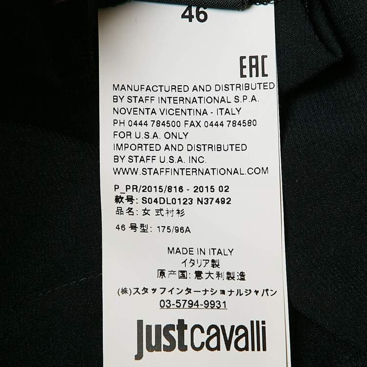 Pre Owned Just Cavalli Black Chiffon Sheer Button Front Shirt L