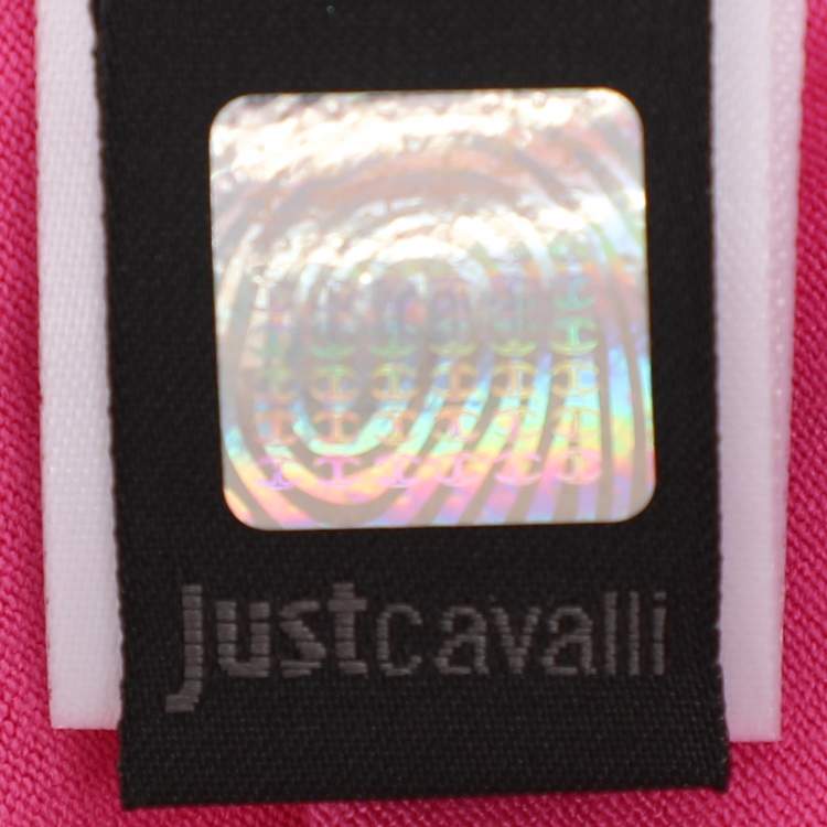 Pre Owned Just Cavalli Pink Jersey Logo Tops L