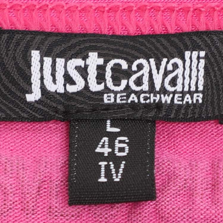 Pre Owned Just Cavalli Pink Jersey Logo Tops L