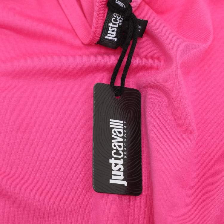 Pre Owned Just Cavalli Pink Jersey Logo Tops L