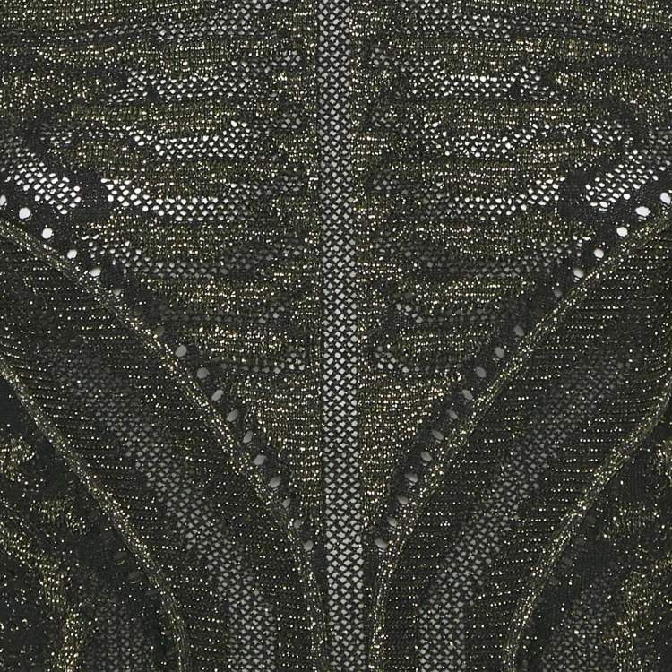 Pre Owned Just Cavalli Metallic Patterned Lurex Knit Long Sleeve Top L
