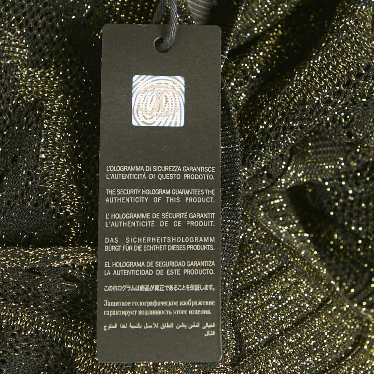Pre Owned Just Cavalli Metallic Patterned Lurex Knit Long Sleeve Top L