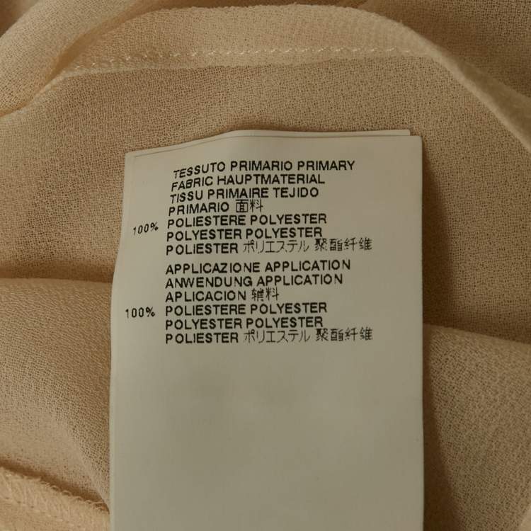 Pre Owned Just Cavalli Cream Crepe Pleated Ruffle Sheer Blouse M