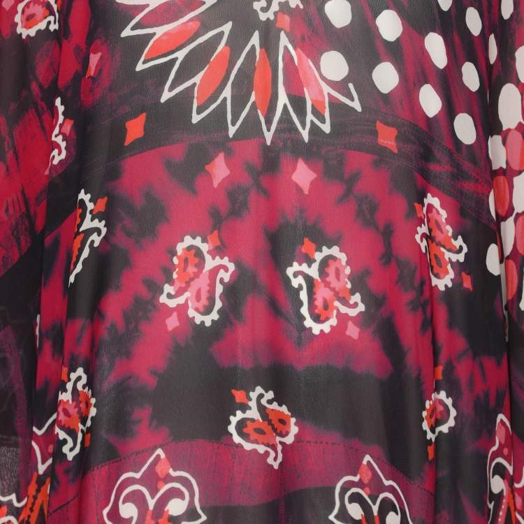 Pre Owned Just Cavalli Multicolor Archive Print Chiffon Kaftan Tops M