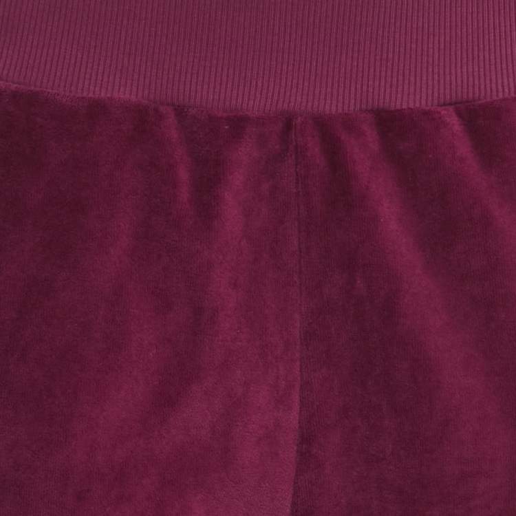 Pre Owned Just Cavalli Purple Leopard Side Stripe Velvet Joggers M