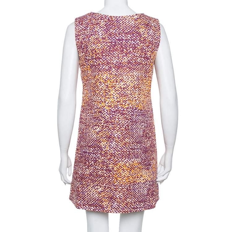 Pre Owned Just Cavalli Multicolor Canvas Plunge Neck Shift Dress M