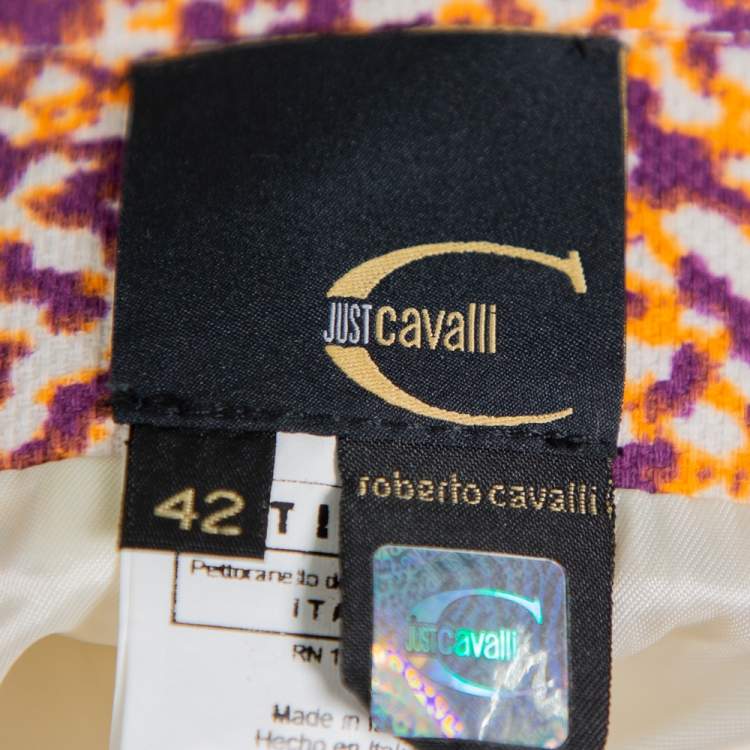 Pre Owned Just Cavalli Multicolor Canvas Plunge Neck Shift Dress M