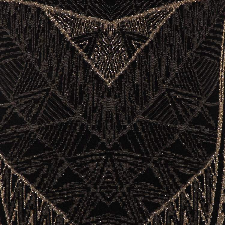 Pre Owned Just Cavalli Black Patterned Lurex Knit Fitted Maxi Dress L