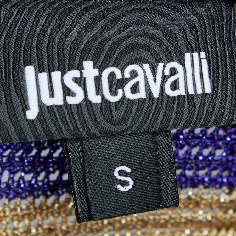 Pre Owned Just Cavalli Multicolor Striped Lurex Knit Crewneck T-Shirt S