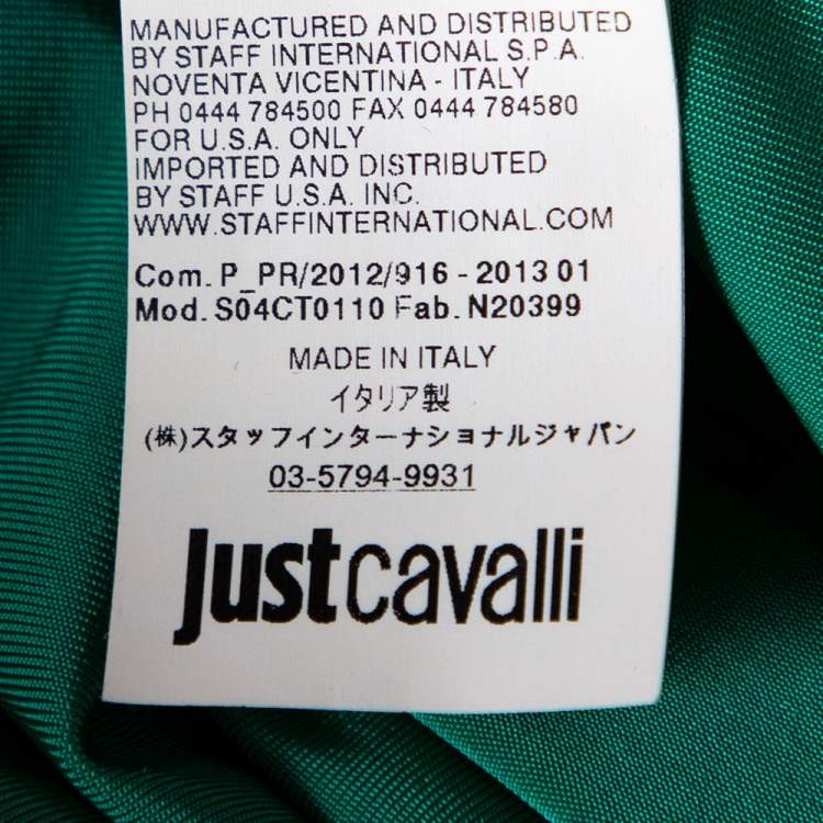 Pre Owned Just Cavalli Green Stretch Knit Snakeskin Print Cut Out Yoke Detail Sleeveless Dress S