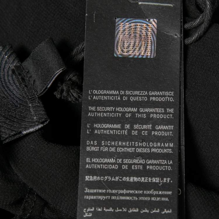 Pre Owned Just Cavalli Black Silk Jacquard Neck Tie Detail Tunic S