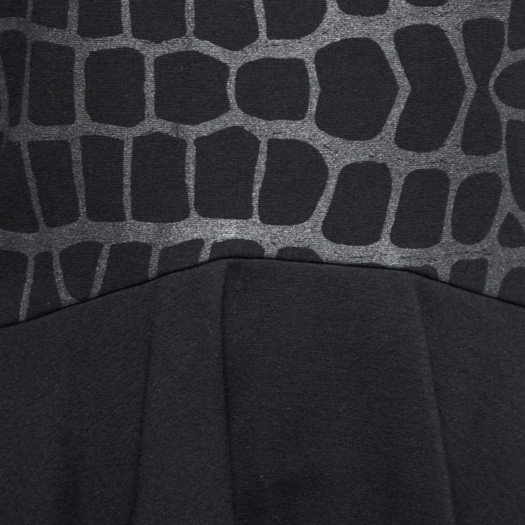 Pre Owned Just Cavalli Black Embossed Stretch Knit Asymmetric Top XL