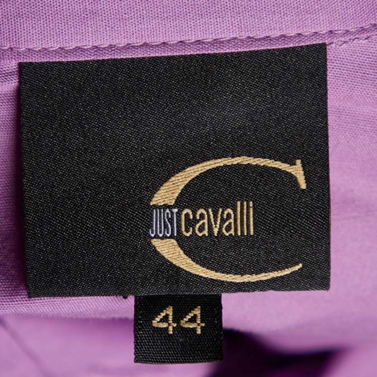 مملوكة مسبقًا Just Cavalli Purple Cotton Tie Detail Shirt M