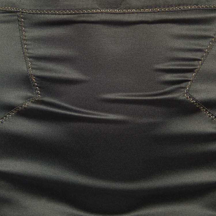 Pre Owned Just Cavalli Black Satin Contrast Detail Skirt M
