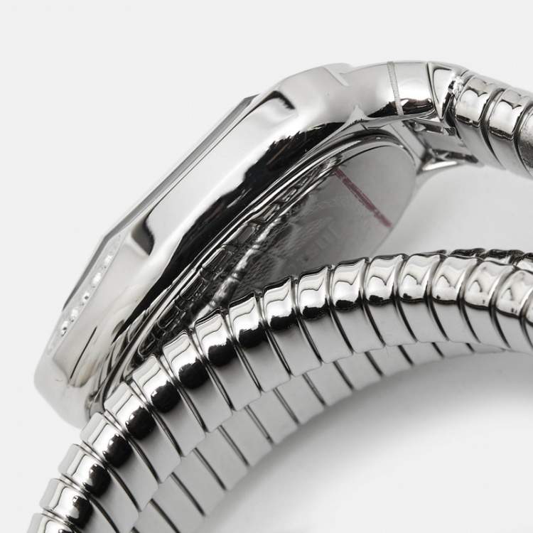 Pre Owned Just Cavalli Silver Stainless Steel Chic Snake JC1L224M0015 Women's Wristwatch 22 mm