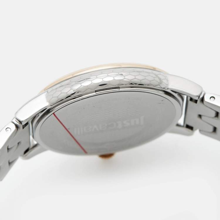 Pre Owned Just Cavalli Silver Two Tone Stainless Steel Set Emozioni JC1L149M0085 Women's Wristwatch 34 mm