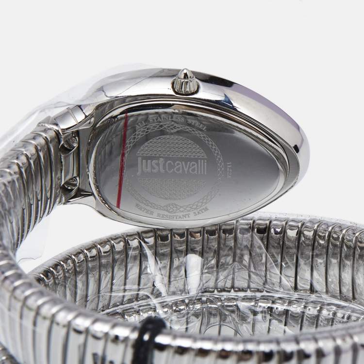 Pre Owned Just Cavalli Silver Stainless Steel Snake Glam Evo 5 JC1L228M0015 Women's Wristwatch 22 mm
