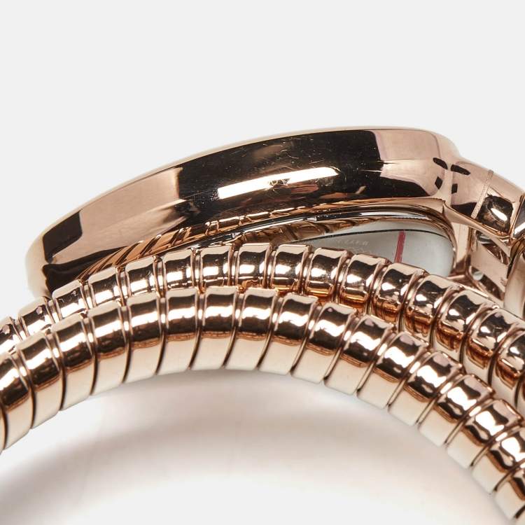 Pre Owned Just Cavalli Snake JC1L228M0055 Green Rose Gold Tone Stainless Steel Women's Wristwatch 22 mm