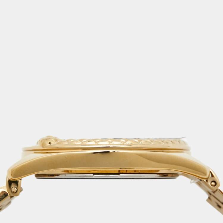 Pre Owned Just Cavalli Brillante JC1L195M0075 Green Dial Gold Tone Stainless Steel Crystal Women's Wristwatch Set 34 mm