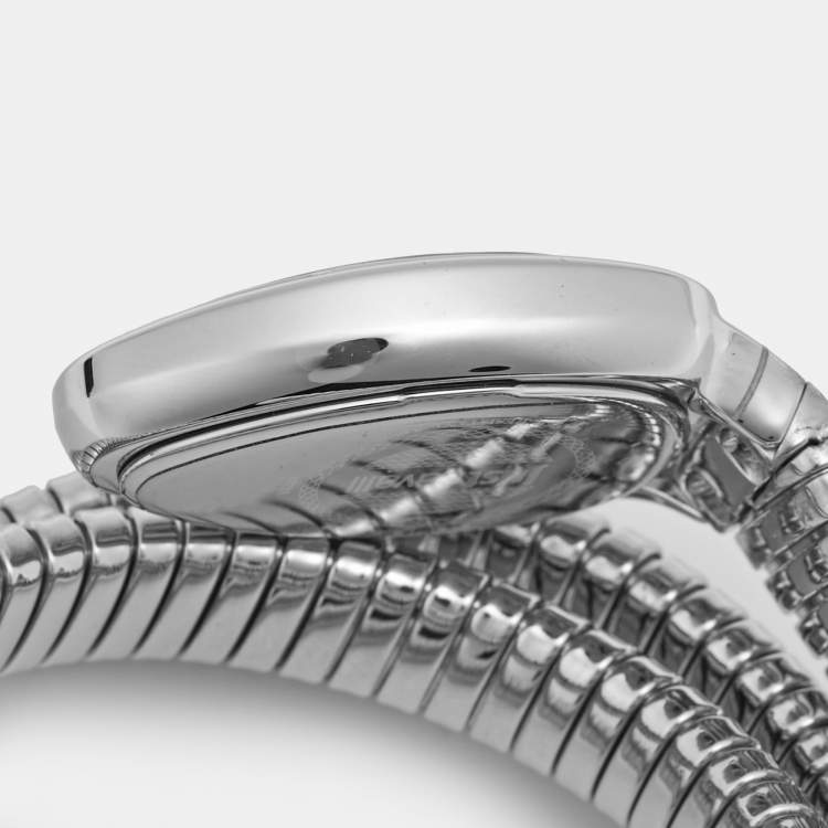 Pre Owned Just Cavalli Glam Evo 5 JC1L228M0015 Silver Dial Stainless Steel Snake Women's Wristwatch 22 mm