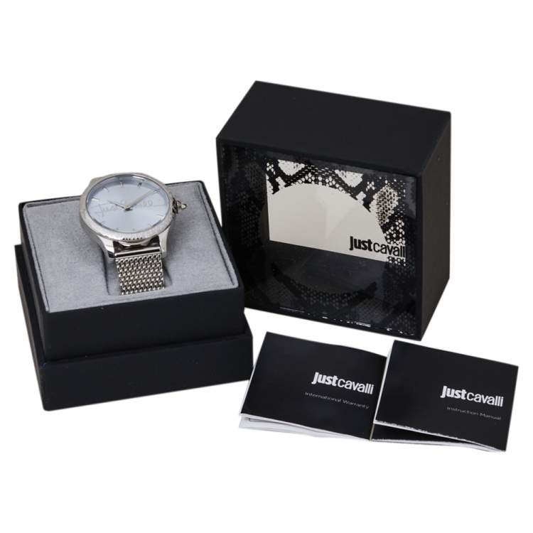 مملوكة مسبقًا Just Cavalli Silver Stainless Steel Logo JC1L023M0065 Women's Wristwatch 34MM