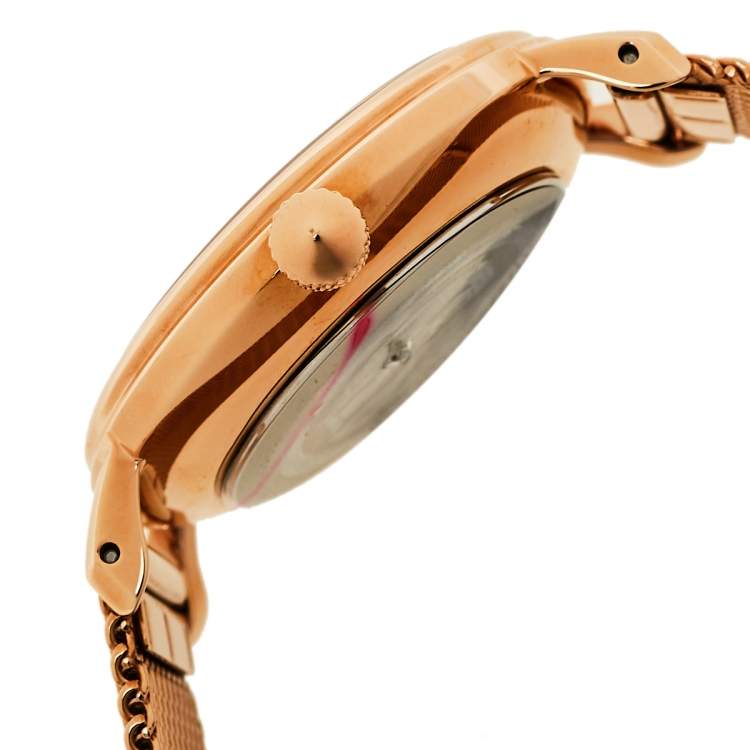 مملوكة مسبقًا Just Cavalli White Rose Gold Tone Stainless Steel JC1L012M0085 Women's Wristwatch 34 mm