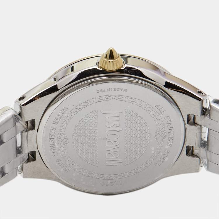 Pre Owned Just Cavalli Mother Of Pearl Two-Stainless Steel Cucitura JC1L200 Women's Wristwatch 35 mm