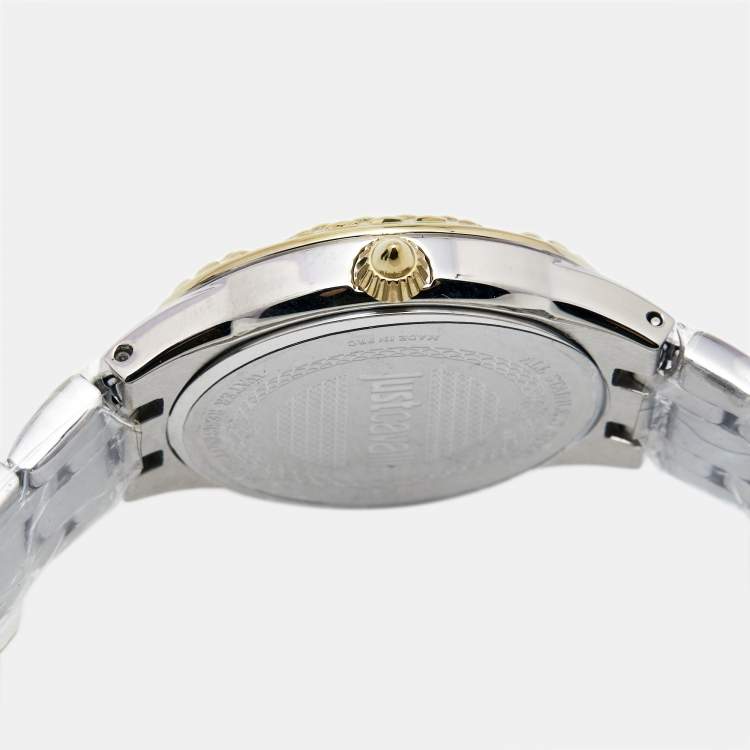 Pre Owned Just Cavalli Mother Of Pearl Two-Stainless Steel Cucitura JC1L200 Women's Wristwatch 35 mm
