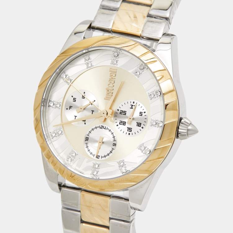 Pre Owned Just Cavalli  Multicolor Two-Tone Stainless Steel Solo XL JC1L130M0085 Women's Wristwatch 40 mm 