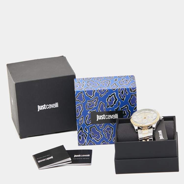 Pre Owned Just Cavalli  Multicolor Two-Tone Stainless Steel Solo XL JC1L130M0085 Women's Wristwatch 40 mm 